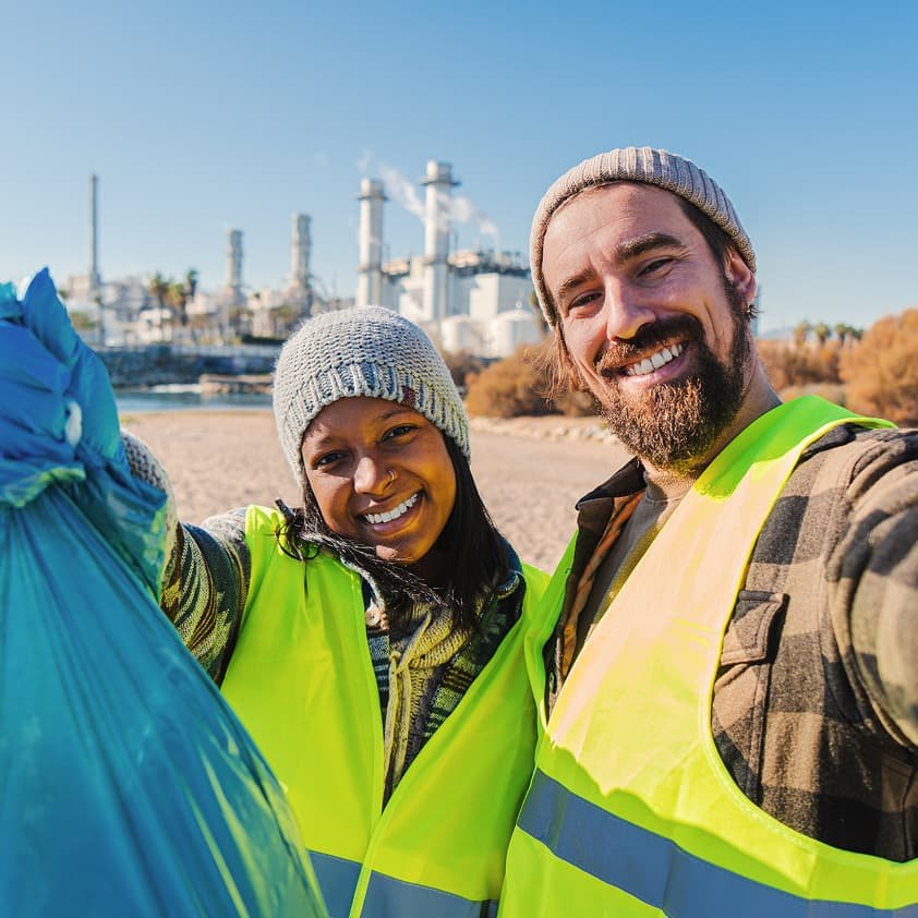 Two workers in safety gear